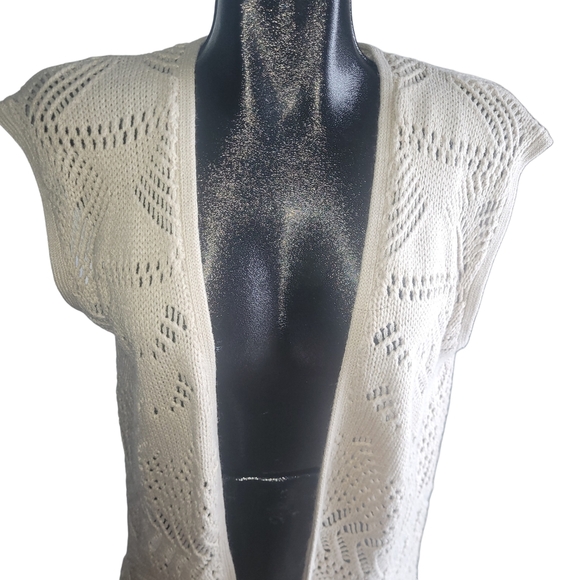 Guilty Cream Open Knit Sweater Vest L - Picture 2 of 7